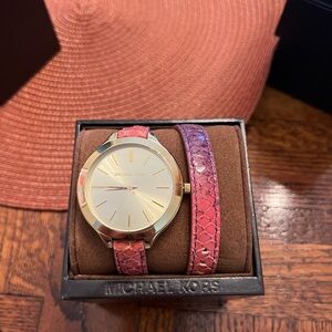 Michael Kors Gold Watch with Pink Strap